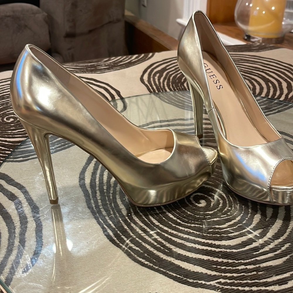 Gold Guess heels worn once for a party